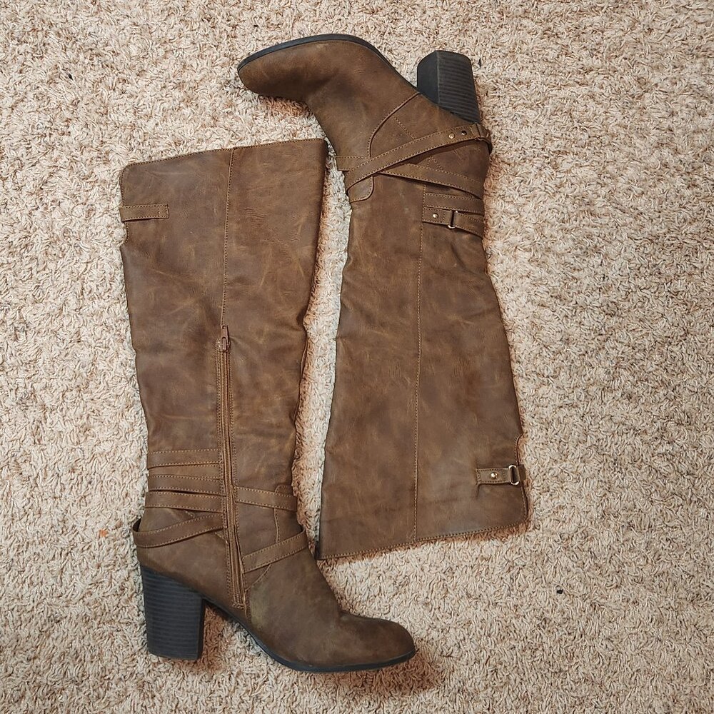 Madden Girl brown knee boots 10